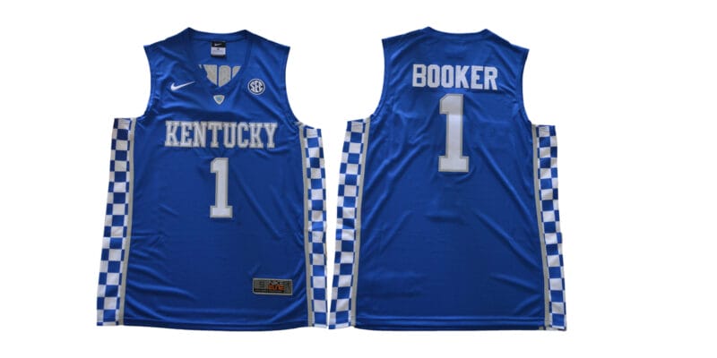 Devin Booker Jersey #1 Kentucky Wildcats NCAA Basketball Blue