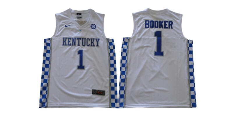 Devin Booker Jersey #1 Kentucky Wildcats NCAA Basketball White