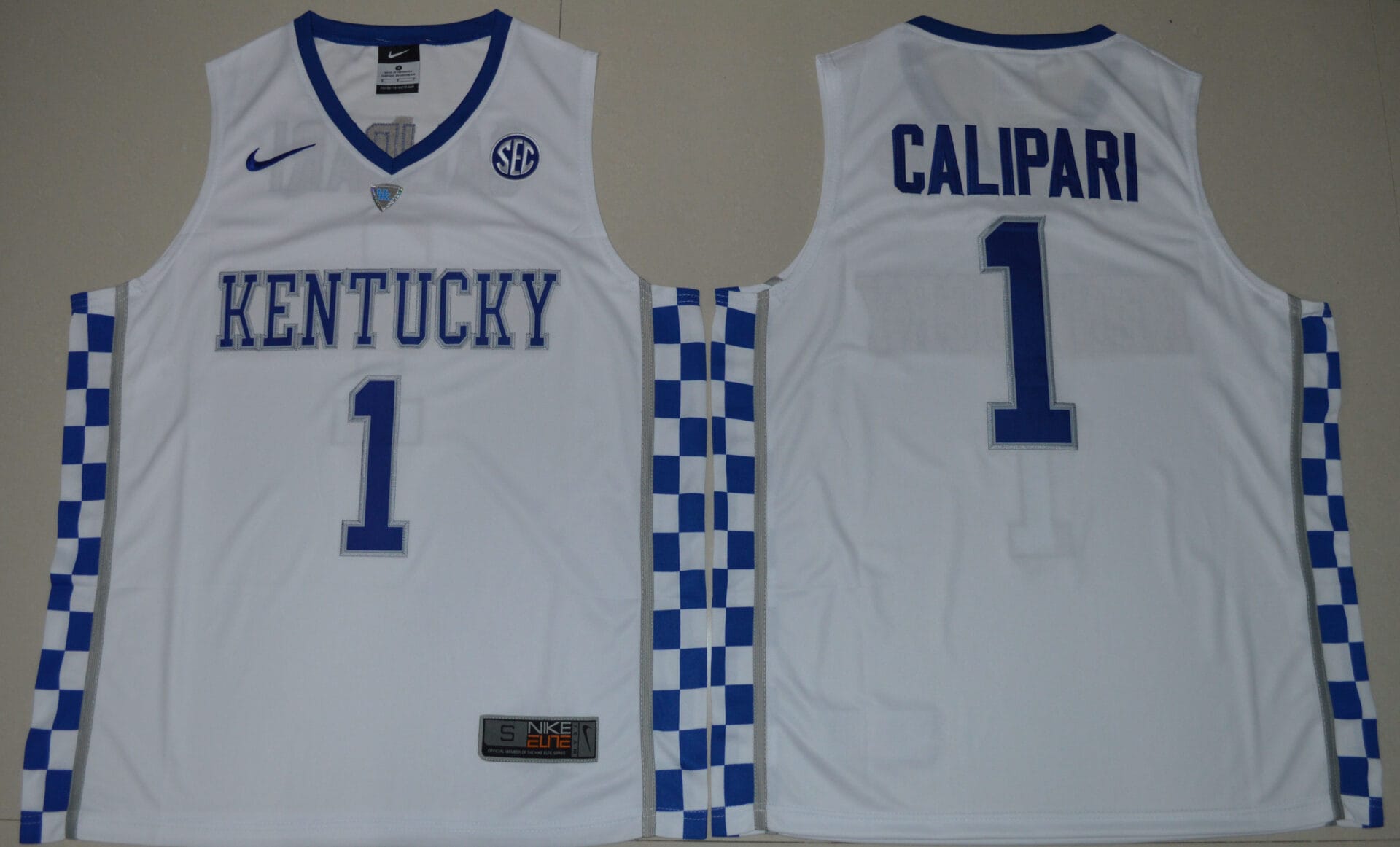 John Calipari Jersey #1 Kentucky Wildcats NCAA Basketball White