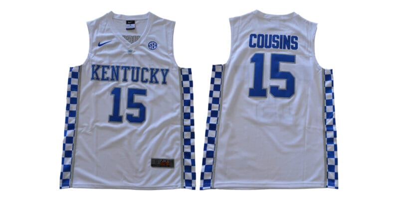 Demarcus Cousins Jersey #15 Kentucky Wildcats NCAA Basketball Jersey White