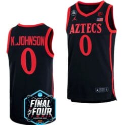 Keshad Johnson Jersey #0 San Diego State Aztecs 2023 NCAA National Championship March Madness Black