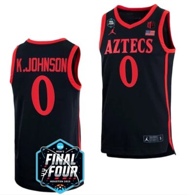 Keshad Johnson Jersey #0 San Diego State Aztecs 2023 NCAA National Championship March Madness Black