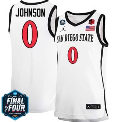 Keshad Johnson Jersey San Diego State Aztecs College Basketball 2023 NCAA Final Four White #0