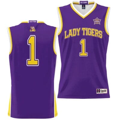 LSU Tigers Basketball Jersey 2023 NCAA National Champions Purple #1