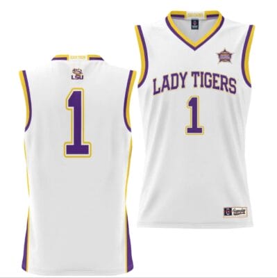 LSU Tigers Jersey 2023 NCAA National Champions White #1