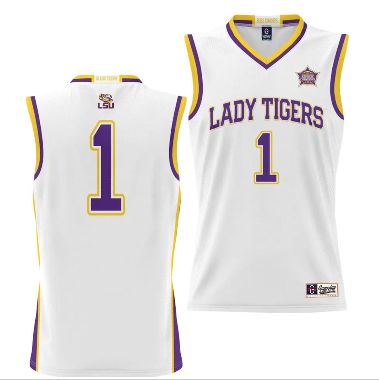 LSU Tigers Jersey 2023 NCAA National Champions White #1