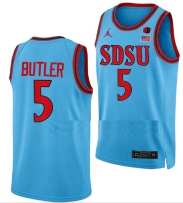 Lamont Butler Jersey #5 San Diego State Aztecs College Basketball Blue Alternate