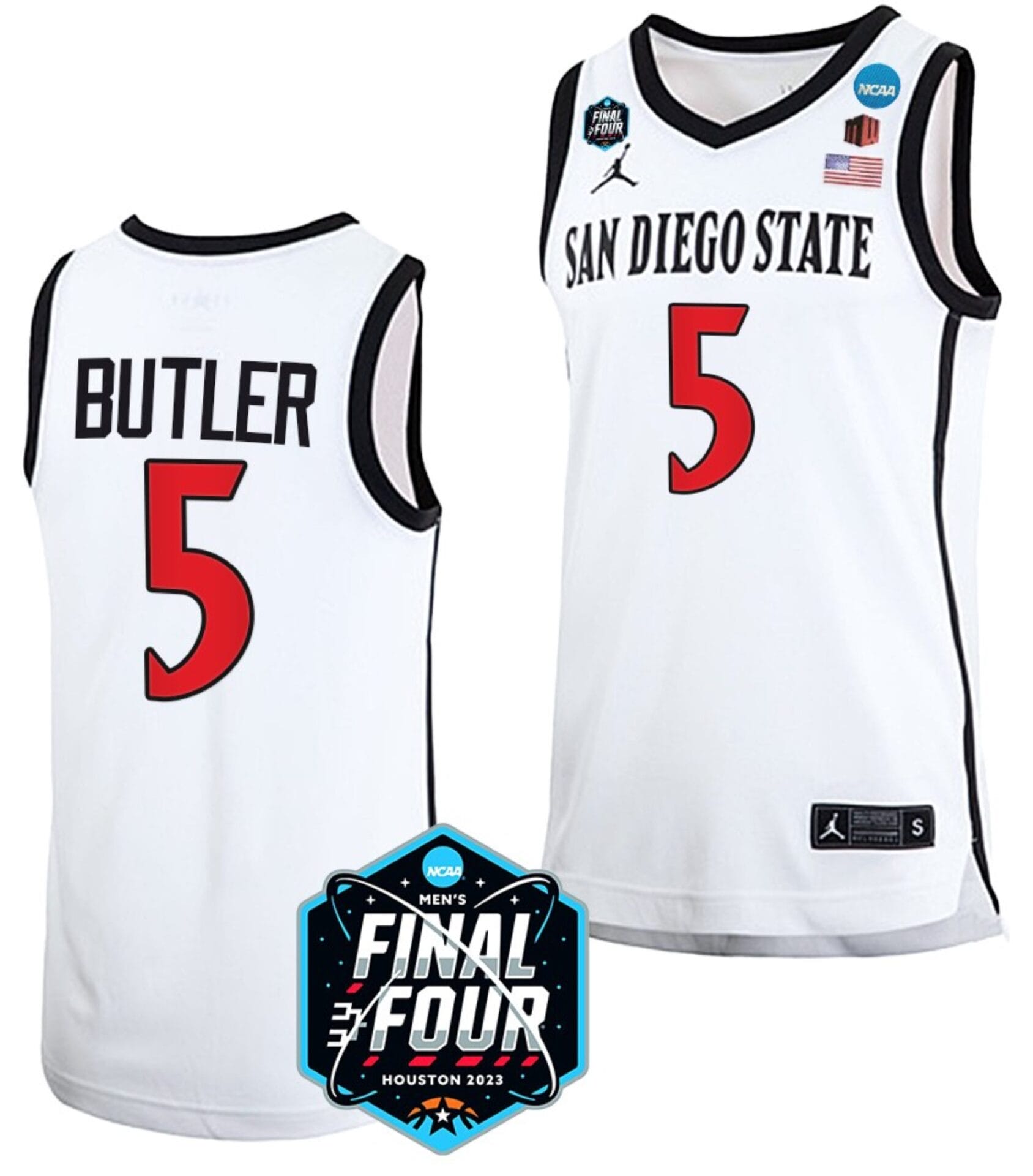 Lamont Butler Jersey San Diego State Aztecs College Basketball 2023 NCAA Final Four White #5