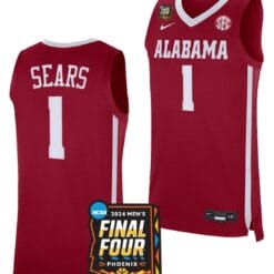 Mark Sears Jersey #1 Alabama Crimson Tide 2024 NCAA March Madness Final Four Basketball Crimson
