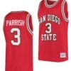 Micah Parrish Jersey #3 San Diego State Aztecs College Basketball Red Retro