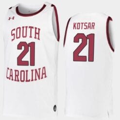 Maik Kotsar Jersey #21 South Carolina Gamecocks College Basketball White Replica
