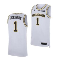 Men's #1 Hunter Dickinson Jersey Michigan Wolverines College Basketball Jerseys White
