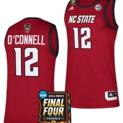 Michael O'Connell Jersey #12 NC State Wolfpack 2024 NCAA March Madness Final Four Basketball Red