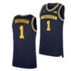 Men's #1 Hunter Dickinson Jersey Michigan Wolverines College Basketball Jerseys Navy