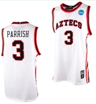 Micah Parrish Jersey #3 San Diego State Aztecs College Basketball 2023 NCAA March Madness White