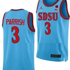 Micah Parrish Jersey #3 San Diego State Aztecs College Basketball Blue Alternate