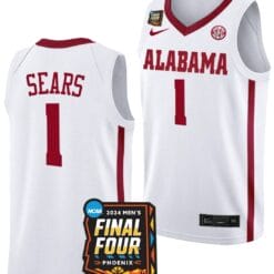 Mark Sears Jersey #1 Alabama Crimson Tide 2024 NCAA March Madness Final Four Basketball White