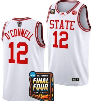Michael O'Connell Jersey #12 NC State Wolfpack 2024 NCAA March Madness Final Four Basketball White