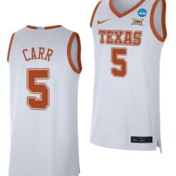Marcus Carr Jersey #5 Texas Longhorns College Basketball 2023 NCAA March Madness White