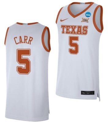 Marcus Carr Jersey #5 Texas Longhorns College Basketball 2023 NCAA March Madness White
