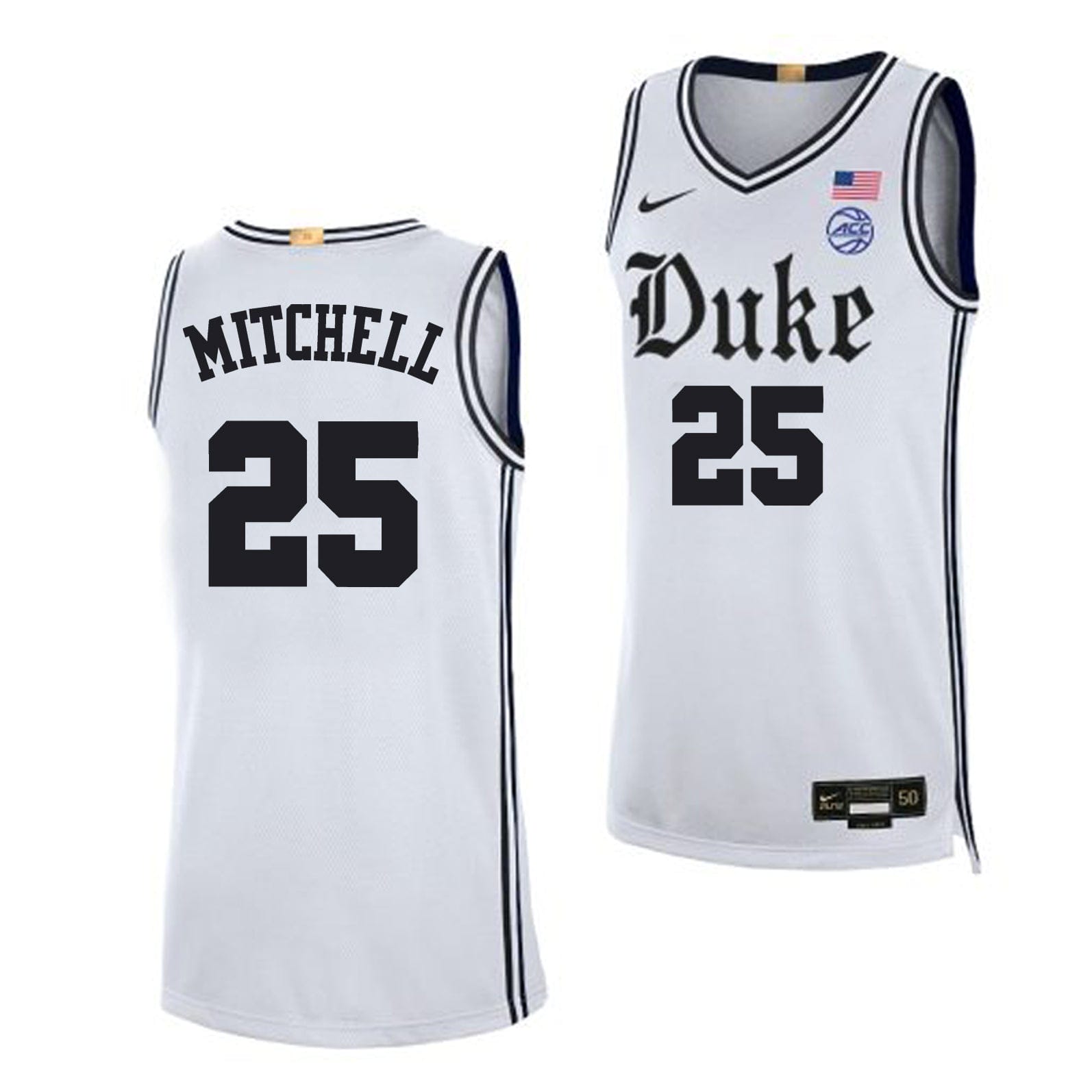 Mark Mitchell Jersey #25 Duke Blue Devils College Basketball White
