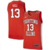 Men Illinois Fighting Illini Kendall Gill Jersey #13 Retro Orange College Basketball Jerseys