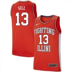Men Illinois Fighting Illini Kendall Gill Jersey #13 Retro Orange College Basketball Jerseys