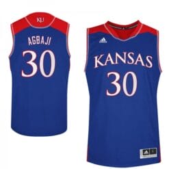 Men Ochai Agbaji Jersey #30 Kansas Jayhawks Blue Embroidery College Basketball Jerseys