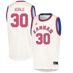 Men Kansas Jayhawks Ochai Agbaji Jersey #30 Cream Embroidery College Basketball Jerseys