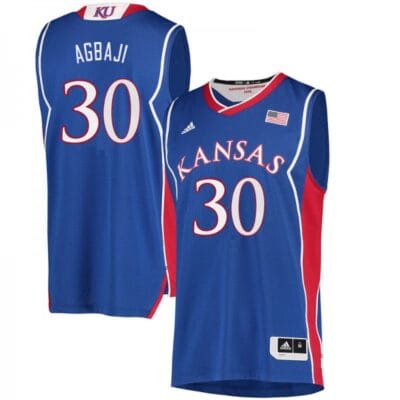 Men Kansas Jayhawks Ochai Agbaji Jersey #30 Royal College Basketball Jerseys