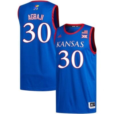Men Kansas Jayhawks Ochai Agbaji Jersey #30 Royal Embroidery College Basketball Jerseys