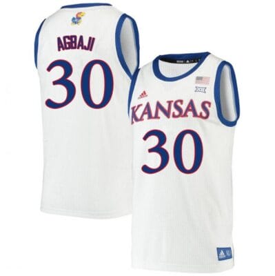 Men Kansas Jayhawks Ochai Agbaji Jersey #30 White University College Basketball Jerseys