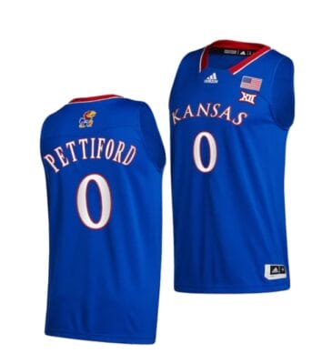 Men's Bobby Pettiford Jr Jersey #0 Kansas Jayhawks College Basketball Jerseys Blue 2022
