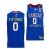 Men's Bobby Pettiford Jr Jersey #0 Kansas Jayhawks College Basketball Jerseys Royal Throwback