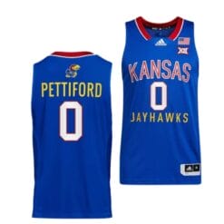 Men's Bobby Pettiford Jr Jersey #0 Kansas Jayhawks College Basketball Jerseys Royal Throwback