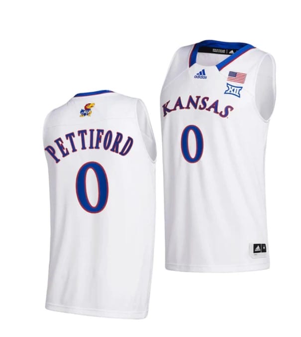 Men's Bobby Pettiford Jr Jersey #0 Kansas Jayhawks College Basketball Jerseys White 2022