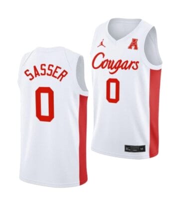 Marcus Sasser Jersey #0 Houston Cougars College Basketball Jerseys White