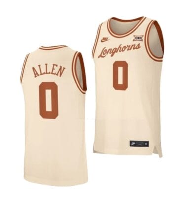 Timmy Allen Jersey #0 Texas Longhorns College Basketball Jerseys Cream Retro