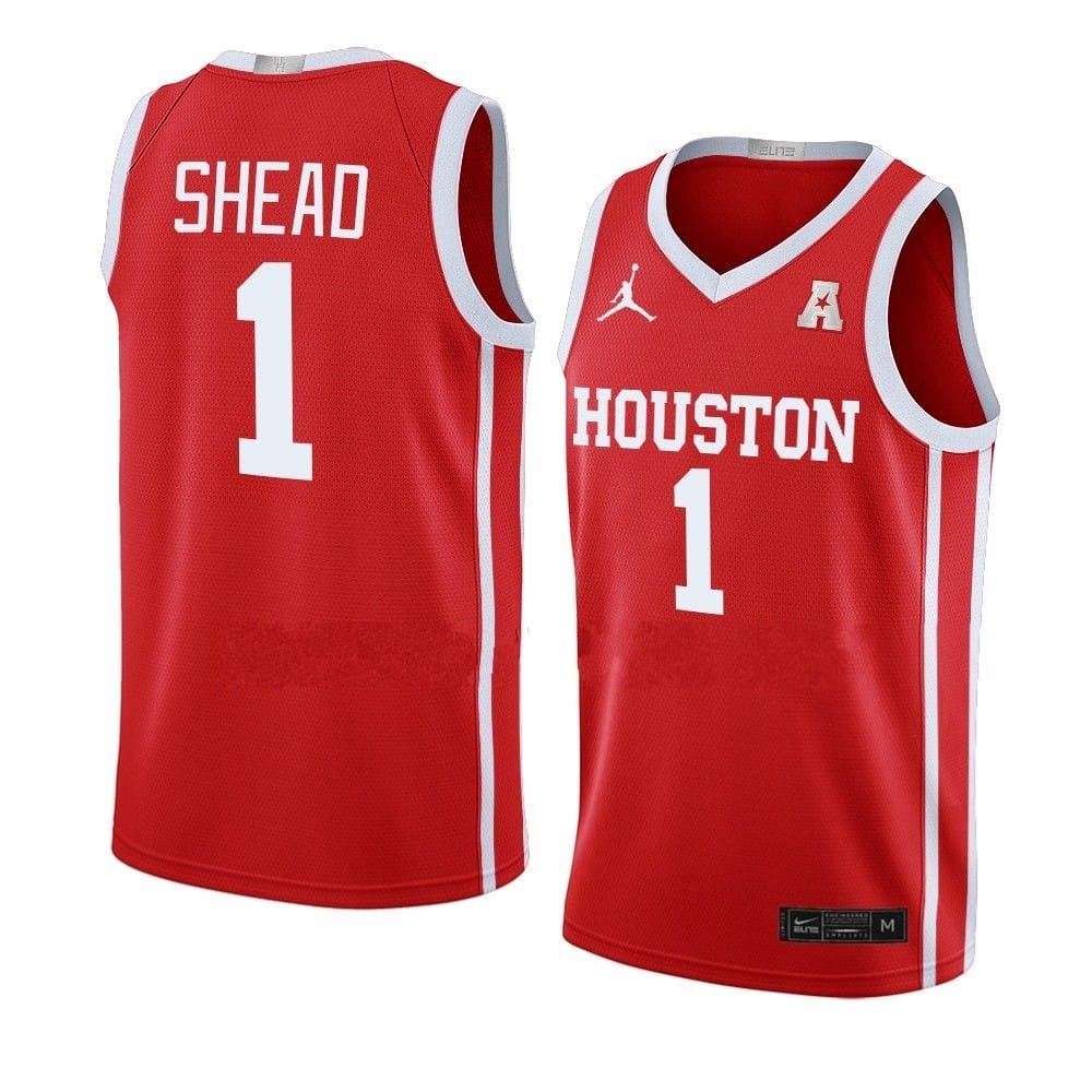 Jamal Shead Jersey #1 Houston Cougars College Basketball Jerseys Red