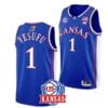 Men's Joseph Yesufu Jersey #1 Kansas Jayhawks College Basketball Jerseys Blue