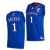 Men's Joseph Yesufu Jersey #1 Kansas Jayhawks College Basketball Jerseys Blue 2022