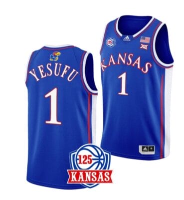 Men's Joseph Yesufu Jersey #1 Kansas Jayhawks College Basketball Jerseys Blue