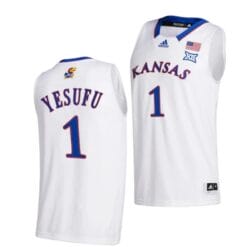 Men's Joseph Yesufu Jersey #1 Kansas Jayhawks College Basketball Jerseys White 2022