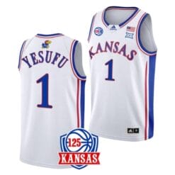 Men's Joseph Yesufu Jersey #1 Kansas Jayhawks College Basketball Jerseys White