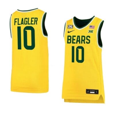 Men's Adam Flagler Jersey #10 Baylor Bears College Basketball Jerseys Gold