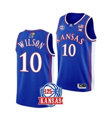 Jalen Wilson Jersey #10 Kansas Jayhawks College Basketball Jerseys Blue