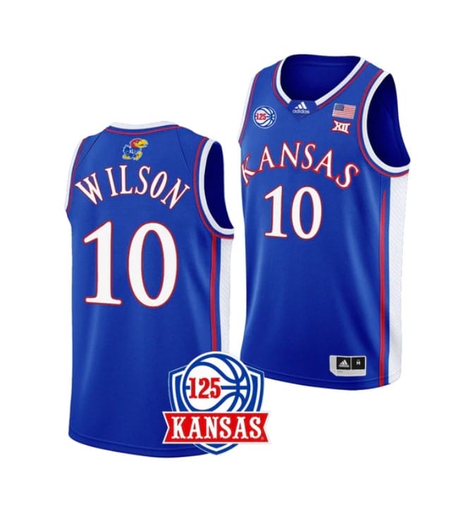 Jalen Wilson Jersey #10 Kansas Jayhawks College Basketball Jerseys Blue