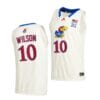 Jalen Wilson Jersey #10 Kansas Jayhawks College Basketball Jerseys Cream 2021