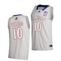 Jalen Wilson Jersey #10 Kansas Jayhawks College Basketball Jerseys Gray 2021