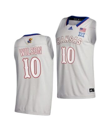 Jalen Wilson Jersey #10 Kansas Jayhawks College Basketball Jerseys Gray 2021